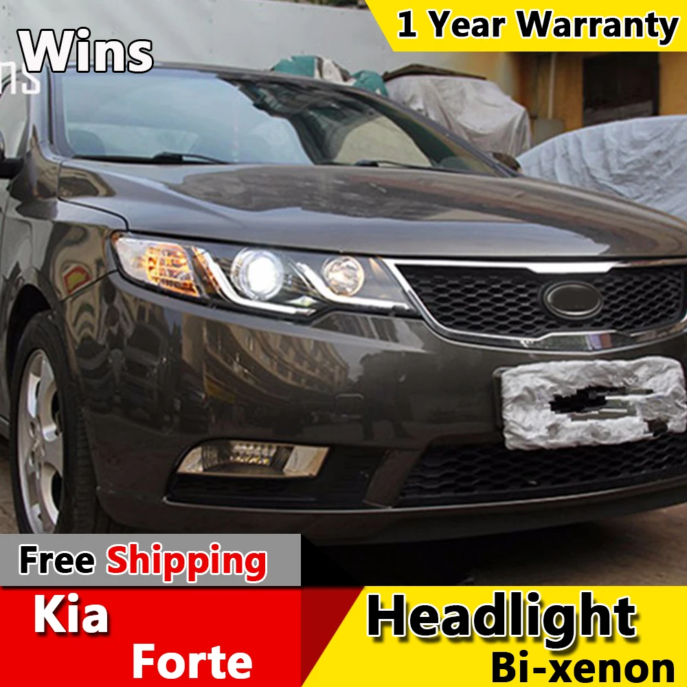 Wins lights for Kia Forte Headlights 2010 2014 Cerato LED Headlight LED DRL Bi Xenon Lens High