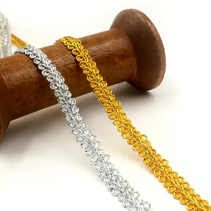5Meters 8mm Trim Sewing Lace Gold Silver Centipede Braided Lace Ribbon Home Party Decoration DIY Clothes Curve Seing Lace