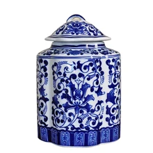 Цзиндэчжэнь синий и белый фарфор глазури цвет керамическая банка Европейский резервуар для хранения чая торговля фарфор плоский цветочный горшок