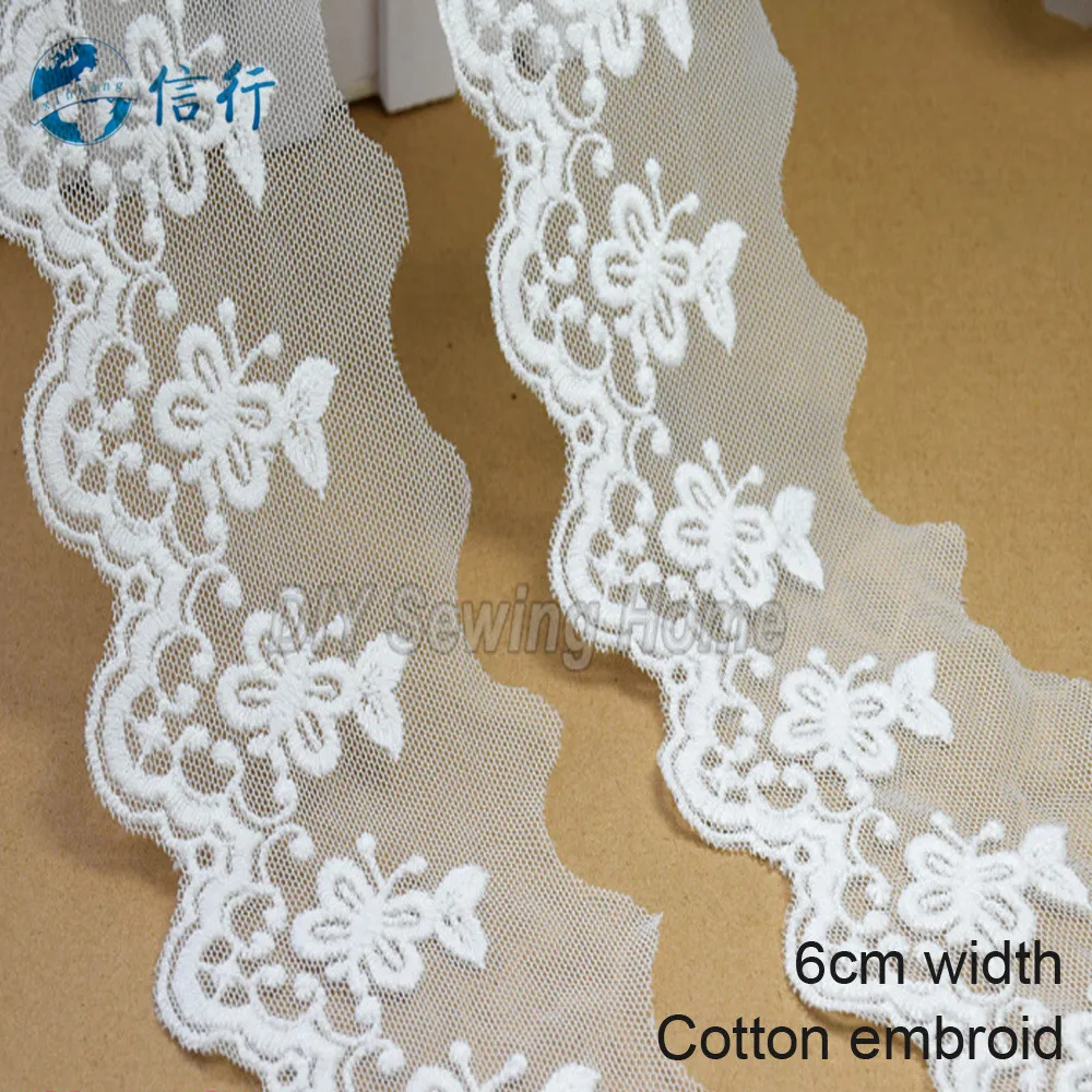 

5yards white lace 6cm width cotton embroid sewing ribbon guipure lace trim or fabric warp knitting DIY Garment Accessories#2890