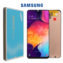 6," Super AMOLED для samsung galaxy A50 A505F/DS A505F A505FD A505A кодирующий преобразователь сенсорного экрана в сборе с рамкой