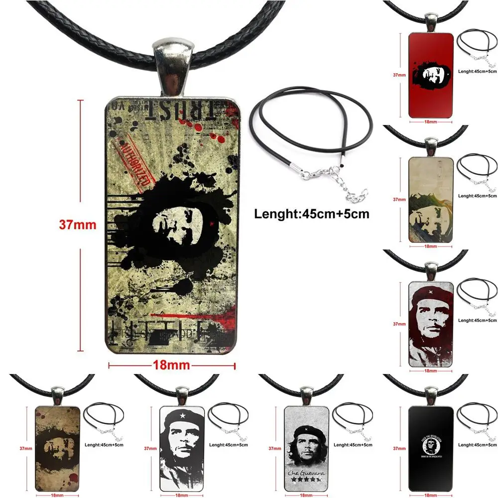 

Revolutionist Che Guevara Design Fashion Vintage Glass Women Rectangle Necklace Pendants For Men Women Gift