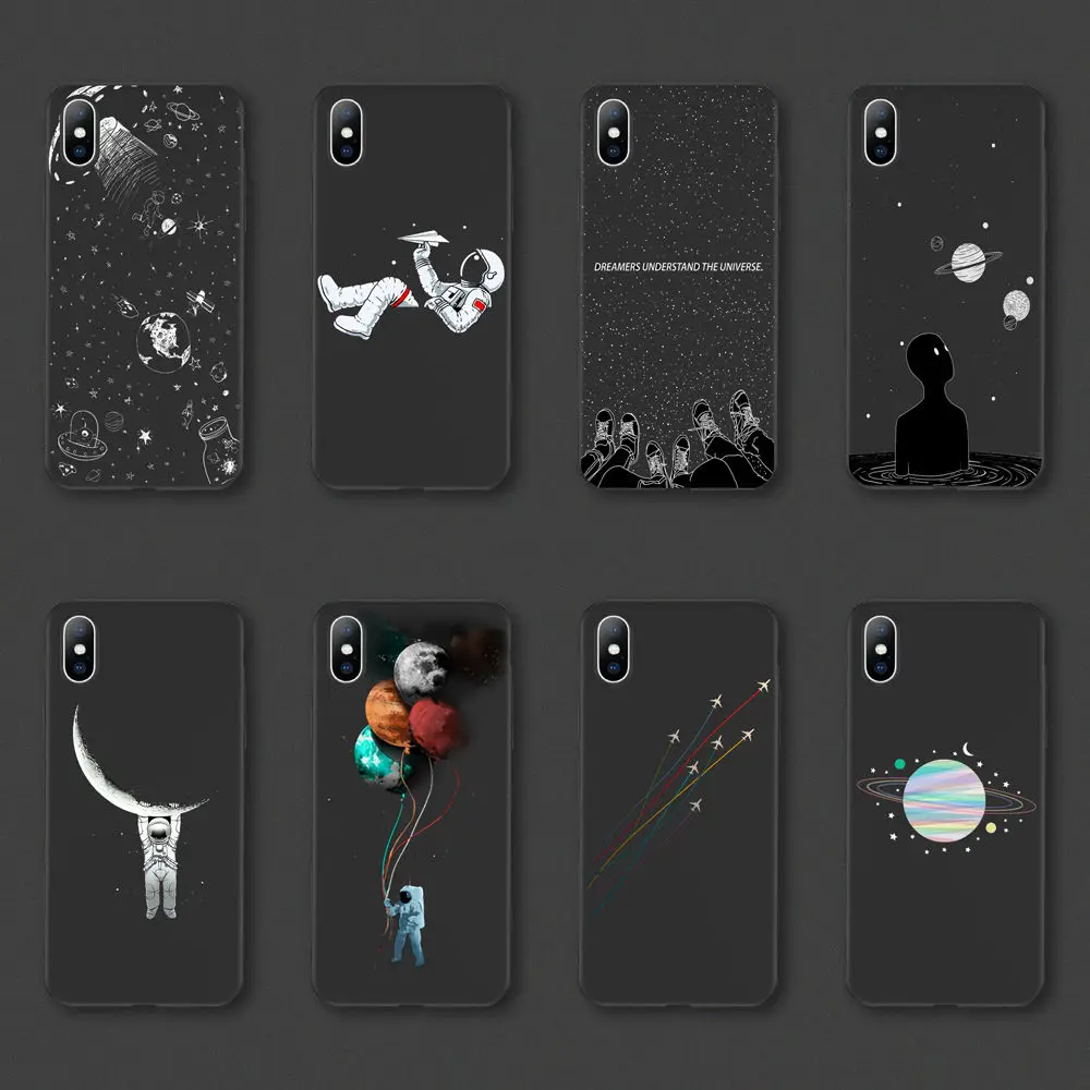 

Funny Moon Stars Phone Case For iPhone X XR XS Max Universe Planet Soft TPU Starry Sky Cover Cases for iPhone 7 8 6 6s Plus