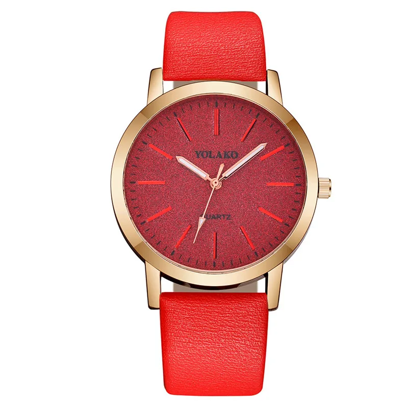 Лидирующий бренд, высокое качество, модные женские простые часы Geneva, искусственная кожа, аналоговые кварцевые наручные часы, часы, saat, подарок# W - Цвет: Красный
