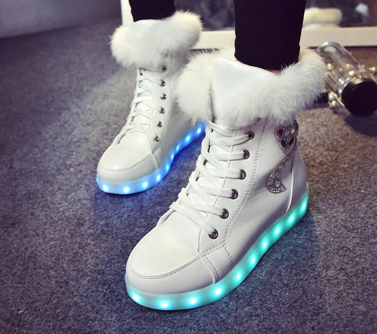 Новая зимняя теплая светящаяся спортивная обувь для маленьких мальчиков и девочек, Светодиодный светящийся кроссовки, Детская нескользящая обувь, детская повседневная обувь