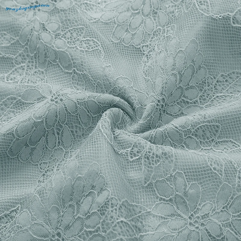 2018The new fall dress comes with a seven-point sleeve and a blue-gray v-neck high-end dress for parties and weddings. Dresses