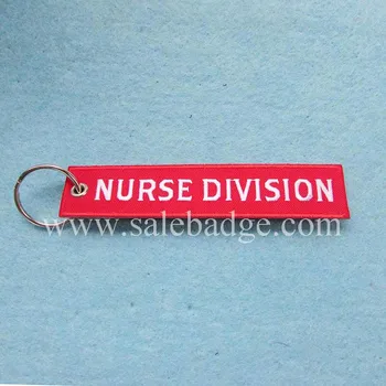 

Custom Red Embroidered Key Chains With Ring