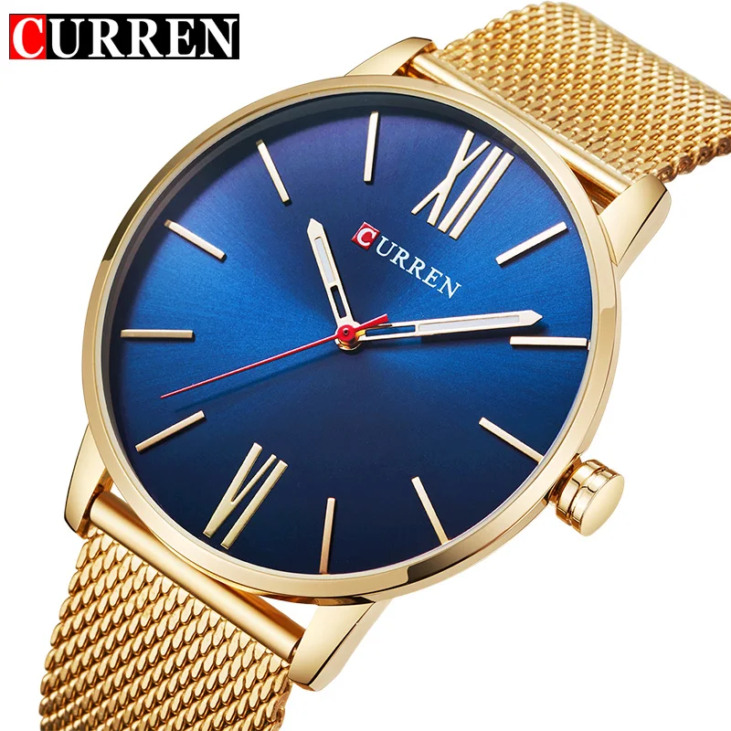 CURREN Luxury Brand Quartz Watch Men S Gold Casual Business Stainless Steel Mesh Band Quartz Watch