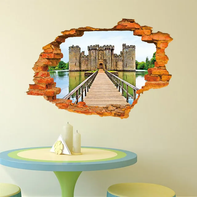Creative 3D Broken Wall Effect Wall Sticker Home Decor Removable Vinyl