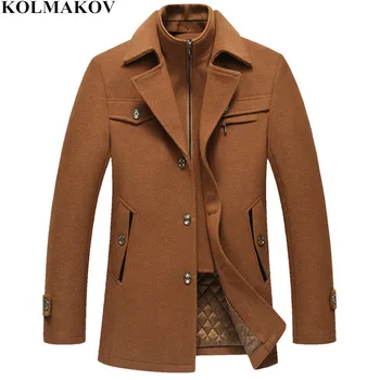 

KOLMAKOV Men's Clothing 2018 New Wool & Blends Mens Wool Coats M-4XL Autumn Winter Jackets Coat Mens Trench Coats Masculino