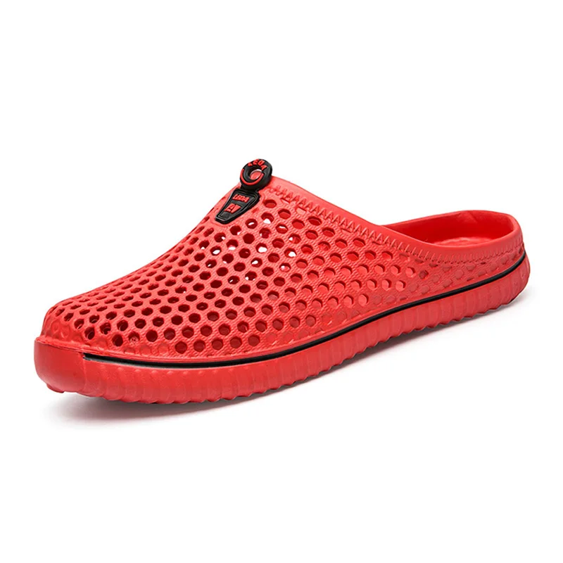 Kakaforsa/летние тапочки с отверстиями; модные уличные дышащие пляжные женские сандалии; удобные сетчатые пляжные шлепанцы; пляжная обувь - Цвет: Red