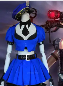 

Free PP Game LoL Cosplay Costume Caitlyn The Sheriff of Piltover Halloween Fancy Dress Costumes For Women caitlyn cosplay Anime