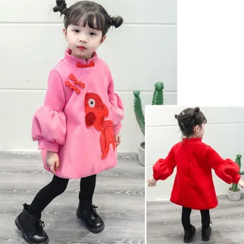 

fashion kids girl dresses long sleeve dress cheongsam outfits 2019 Chinese new year baby kids Children's clothing newly 1-3Y