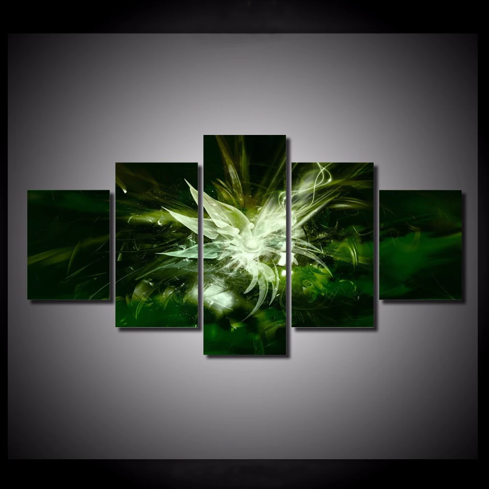 5 Pieces/set Green abstract flower Wall Art Painting Picture Print on