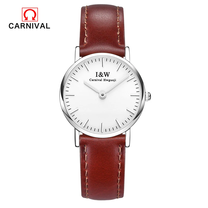 

Carnival Top Brand Fashion Women Watches Simple Office Ladies Quartz Watch I & W Waterproof Ultra-thin 6MM Wristwatch Clock