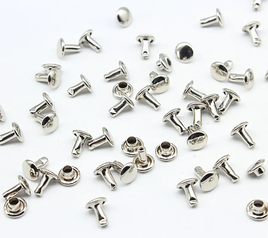 1000sets Double Cap Rivets, Head 5mm-7mm, Purse Handbag Bag Making Hardware Brass Round Metal Rivets Punk Jewelry