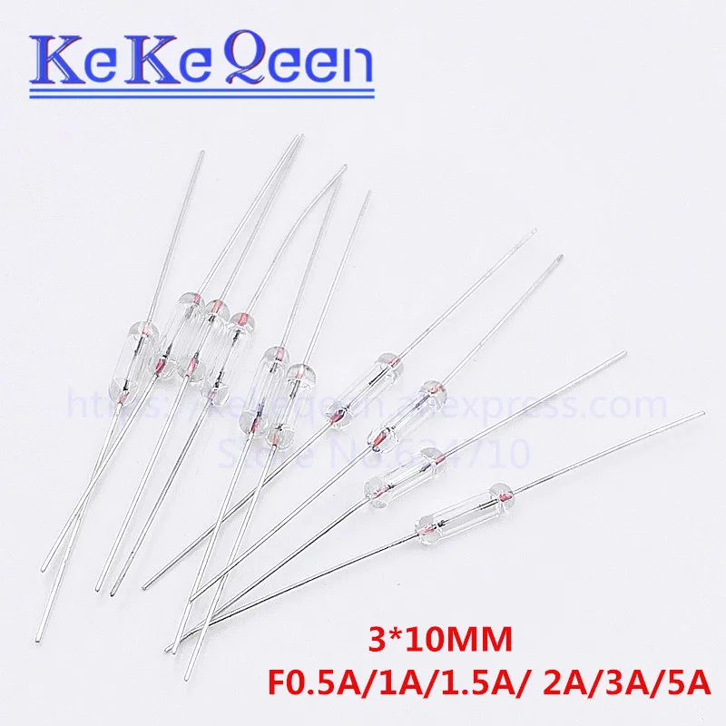 

200pcs/lot 3x10MM Fast Quick Blow Glass Tube Fuses With Pin Assortment Glass Sealing Tube 250V F0.5A/1A/1.5A/ 2A/3A/5A