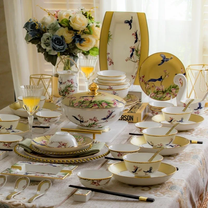 Столовая посуда художественный стиль фарфоровая чаша блюдо в китайском стиле домашняя Свадебная Клубная посуда высокого класса подарок фарфор