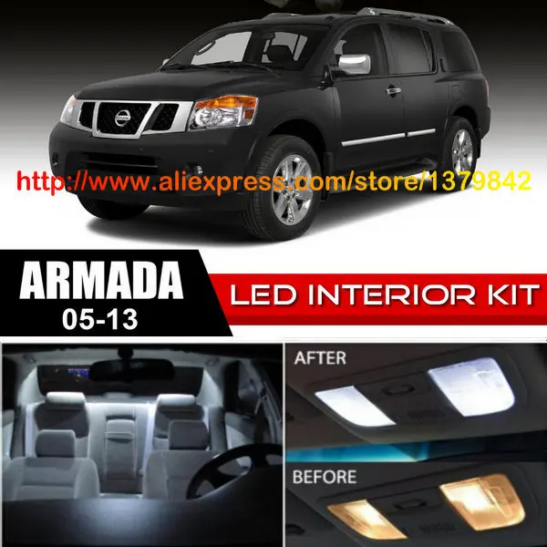 

Free Shipping 16Pcs/Lot 12v Xenon White/Blue Package Kit LED Interior Lights For 05-13 Nissan Armada |