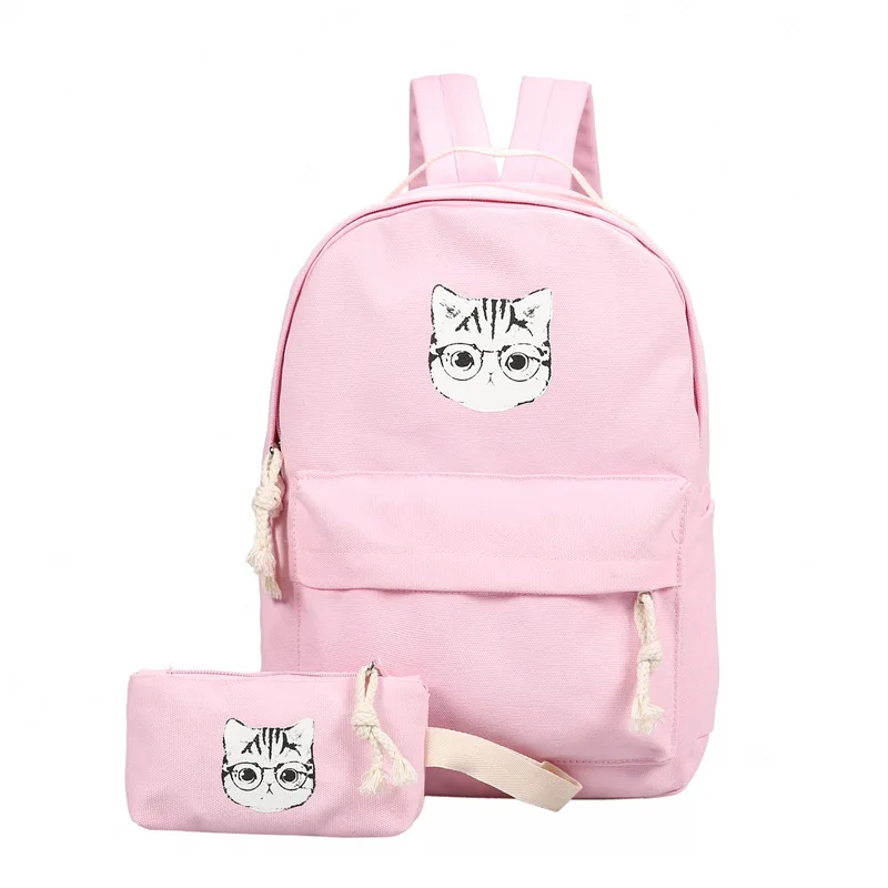 2017 Candy Color Lovely Cat Pattern Backpacks Fashion font b Women s b font Large Capacity