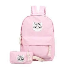 2017 Candy Color Lovely Cat Pattern Backpacks Fashion font b Women s b font Large Capacity