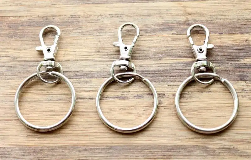 

ZAAEO 3.0cm Key Chain Rhodium Plated Lobster Clasp 5.7cm long Round Split Keychain 10Pcs/Lot