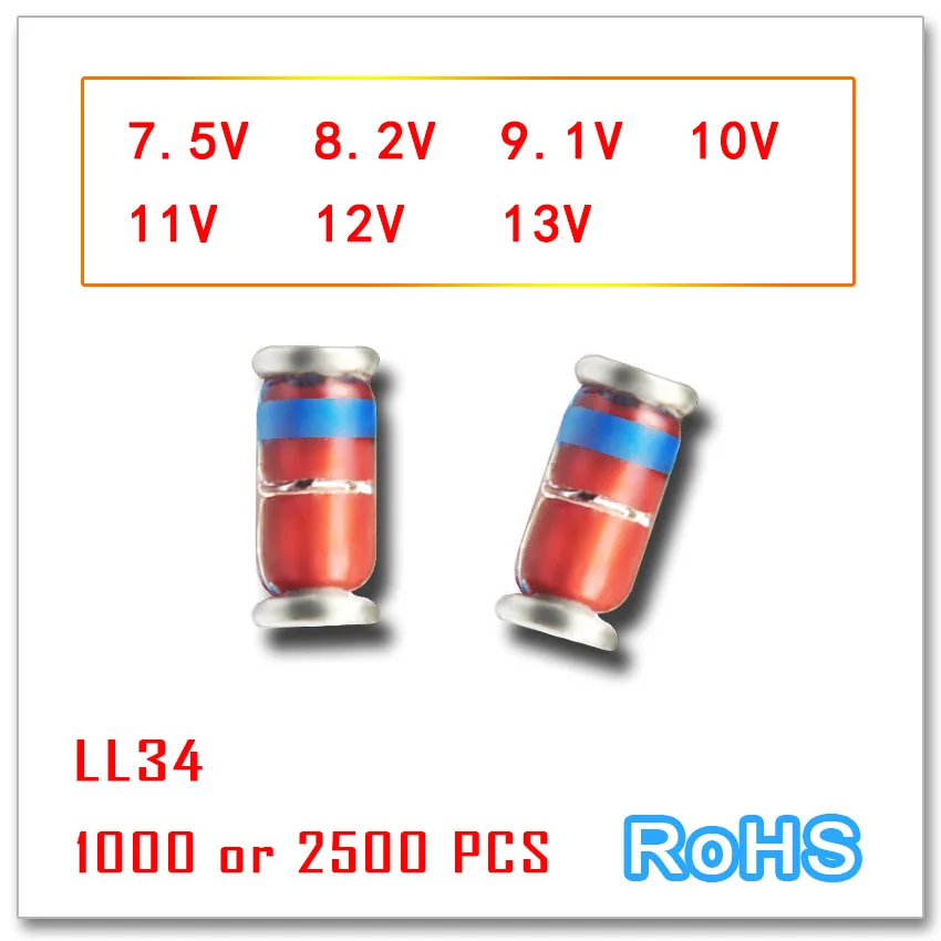 

tube SMD 1206 LL34 1000PCS 2500PCS 1/2W zener ZMM7V5 ZMM8V2 ZMM9V1 ZMM10V ZMM11V ZMM12V ZMM13V ZMM7.5V ZMM8.2V zmm