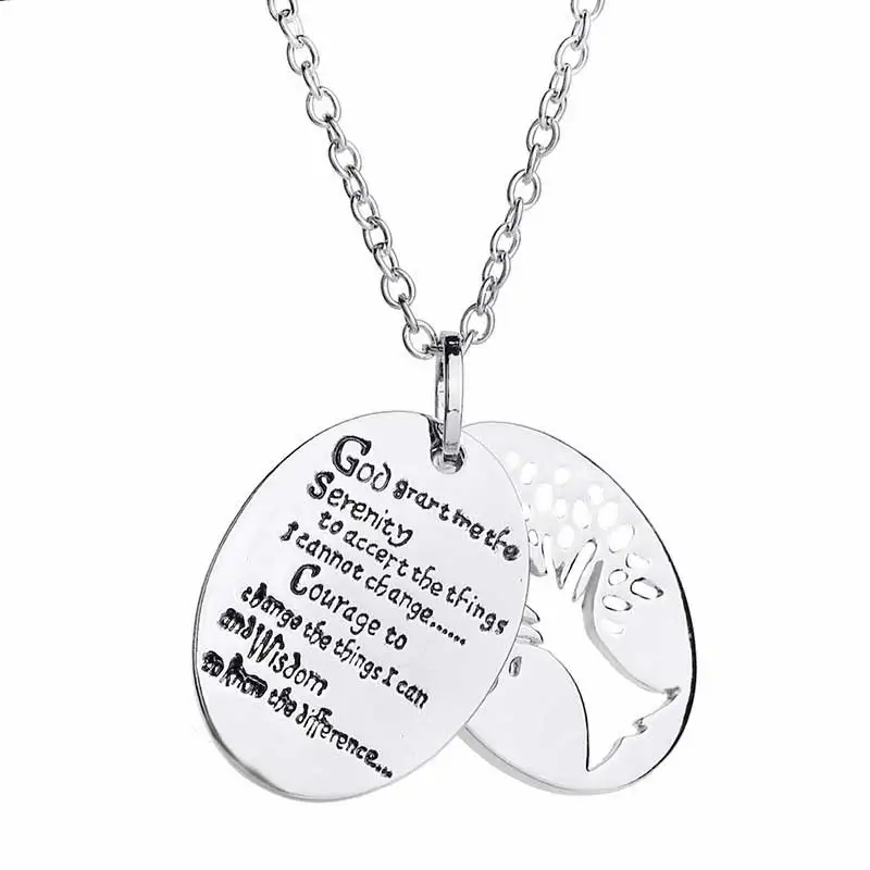 Preghiera-Bibbia-Collane-del-Pendente-Tono-Argento-Dio-Mi-Conceda-La-Serenit-Hollow-Tree-Of-Life