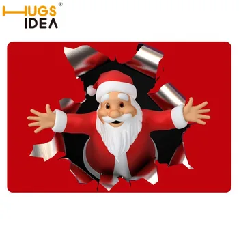 

HUGSIDEA Christmas Patterns New Year Gift Door Mat Polyester Rubber Fabric Floor Mat Carpet Decoration Living Room 40*60cm