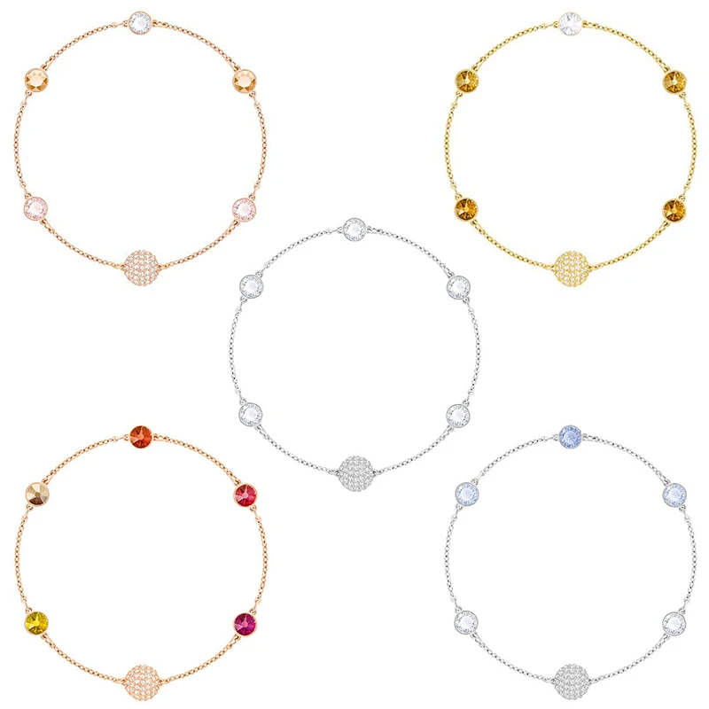 

SIEMTO Fashion 100% Sterling Silver Original 1:1 Have Logo High Quality Zircon beads Bracelet Women Jewelry Free Shipping