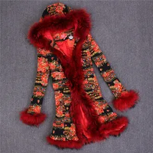 Ladies‘ Nature Rabbit Fur Coat Jacket Raccoon Fur Collar Winter Women Fur Trench Outerwear Coats Casacos Femininos Abrigos Mujer