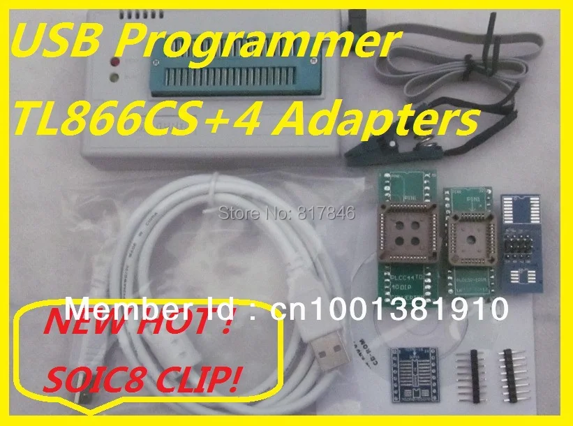 Prix pour Livraison Gratuite Russe Logiciel SOIC8 IC Clip + V6.5 TL866CS EEPROM PIC AVR BIOS USB Universel Programmeur + 4 adaptateurs Prix pour Livraison Gratuite Russe Logiciel SOIC8 IC Clip + V6.5 TL866CS EEPROM PIC AVR BIOS USB Universel Programmeur + 4 adaptateurs