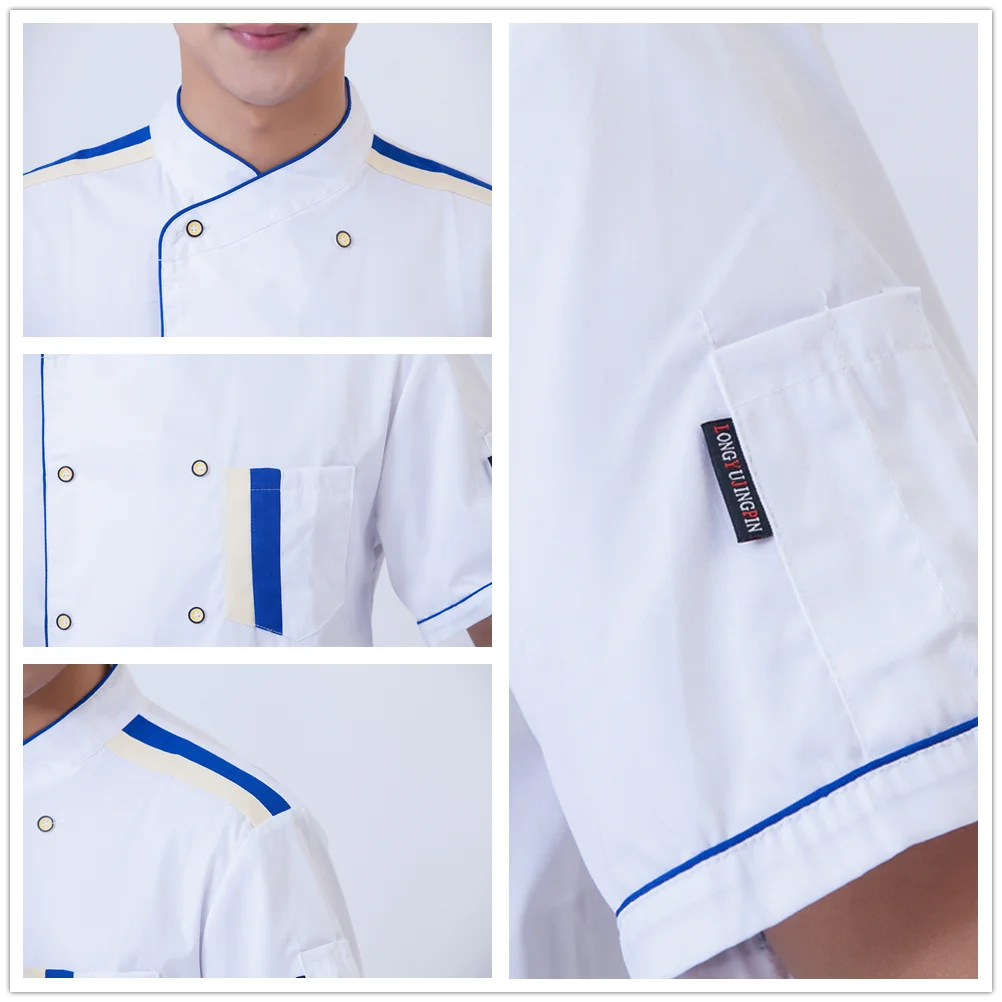 Шеф-повар униформа Кухня Ресторан отеля дышащая Uniforme камареро для официантов и официанток куртка для повара летняя Рабочая одежда