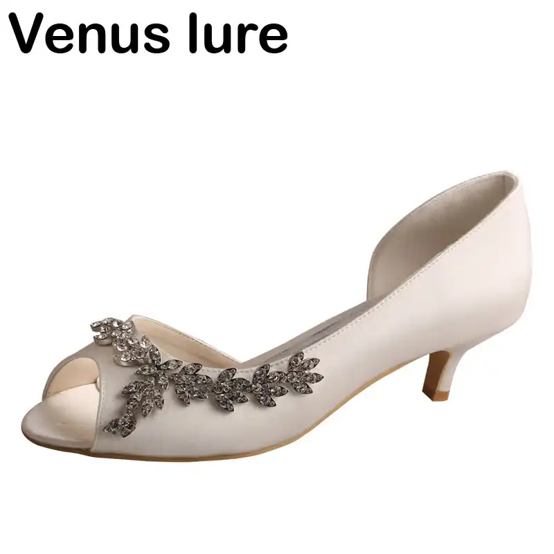 cheap ivory wedding shoes low heel