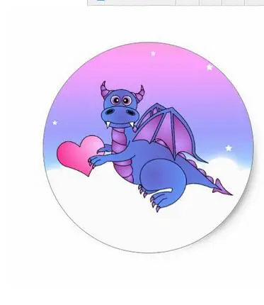 1 5inch Cute Dragon Heart Stickers Blue Pink Purple