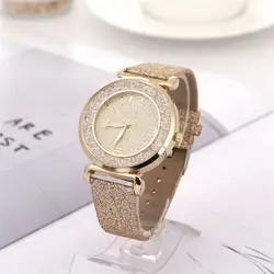 Модные повседневное для женщин часы Круглый Reloj Mujer кожа Relogio Feminino кварцевые наручные часы Montre Femme пряжка женские часы