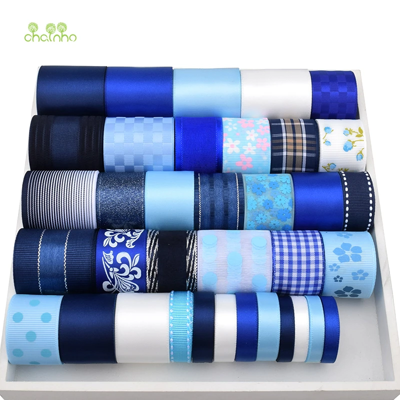 

High quality Mix Design Blue Ribbon Set For DIY Handmade Gift&Craft Packing,Hair Accessories&Wedding Materials,Package 36Yard