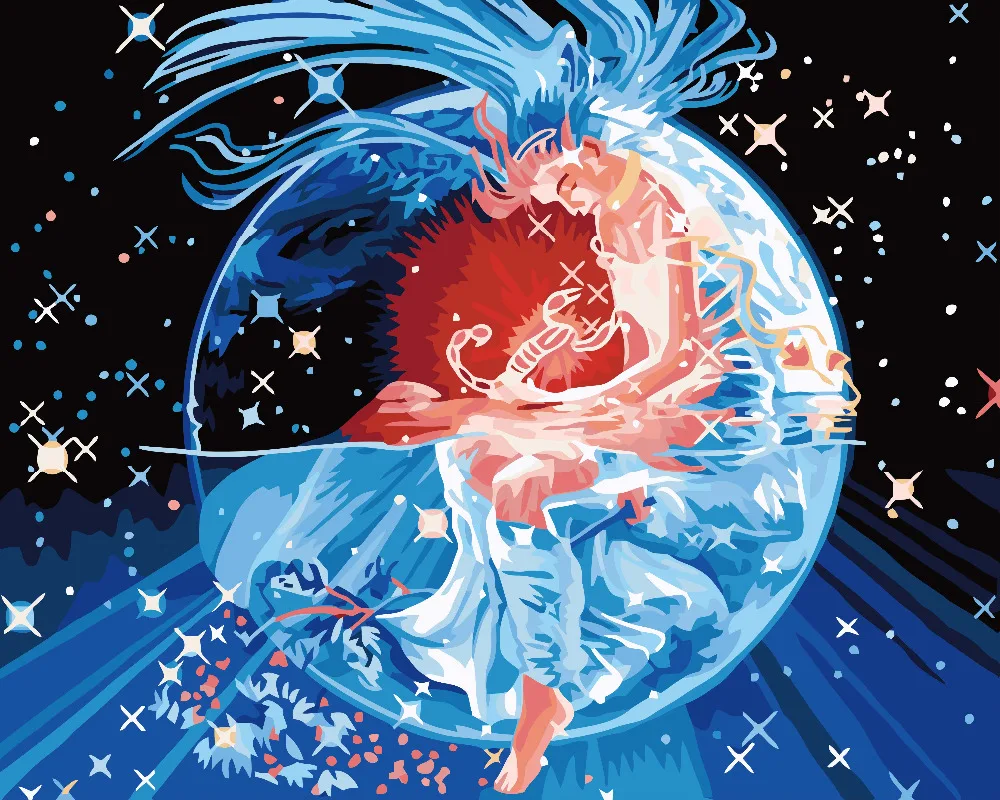 

HQ Horoscope Scorpio Mysterious Digital Paint Painting By Numbers Coloring By Number drawing pictures Home Decoration Gift