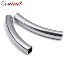 LOULEUR 10 teile/los Edelstahl Gebogene Rohr Perlen Fit 5mm Runde Leder Schnur Armband Halskette Spacer Perlen für Schmuck, der