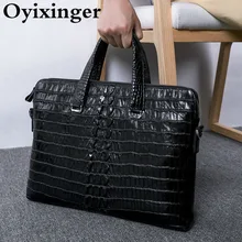 Повседневная мужская сумка для компьютера, роскошная сумка из натуральной кожи с узором «Аллигатор», мужская сумка на плечо из коровьей кожи, деловые портфели для ноутбука