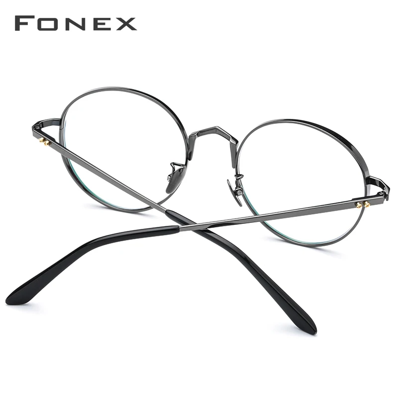 US $43.35 Fonex Pure Titanium Glasses Frame Men Retro Round Myopia Optical Prescription Eyeglasses Frames Women Vintage Eyewear 884