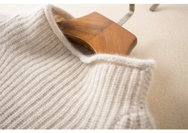Женский вязаный свитер из натурального козьего кашемира, широкий Свободный пуловер с рукавом летучая мышь, воротник средней длины, бежевый, бордовый, 16 цветов, S/M/L