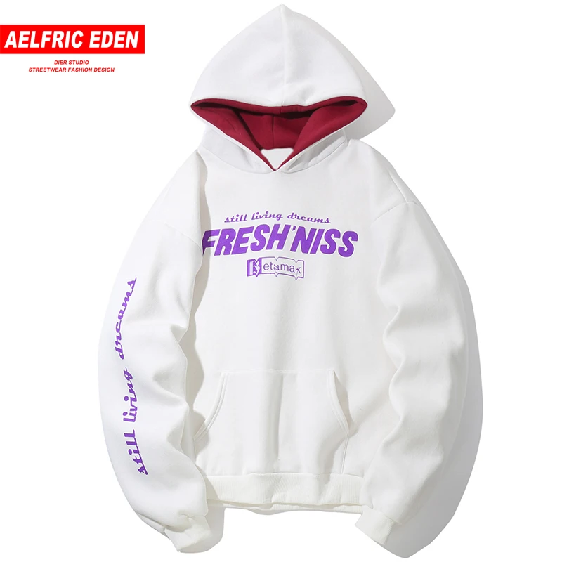 

Aelfric Eden Hip Hop Letter Printed Fleece Pullover Hoodies 2018 Winter Fashion Casual Sweatshirts Streetwear Male Hoodie Fs36