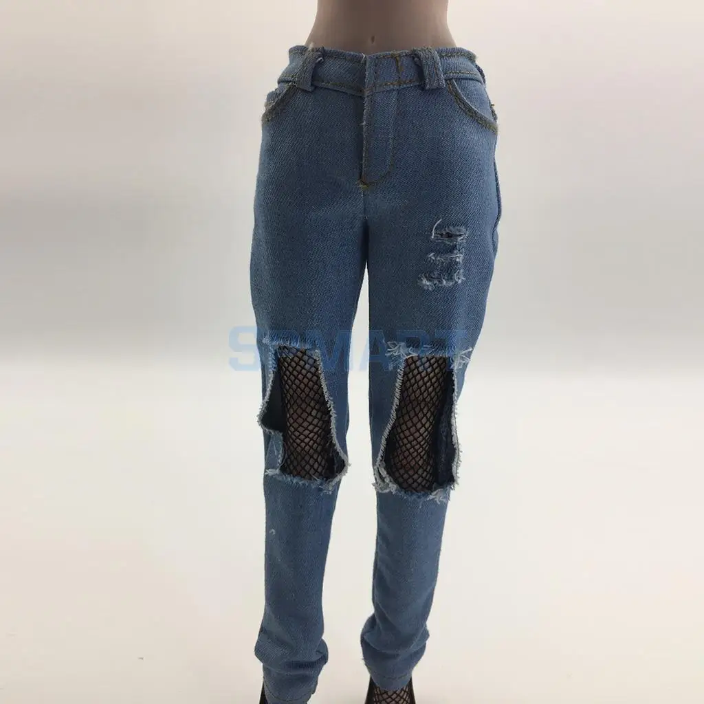 1/6 Scale Female Ripped Jeans Women Pants Clothes for 12inch Phicen Kumik Soldier Action Figures Collectible DIY Accessories