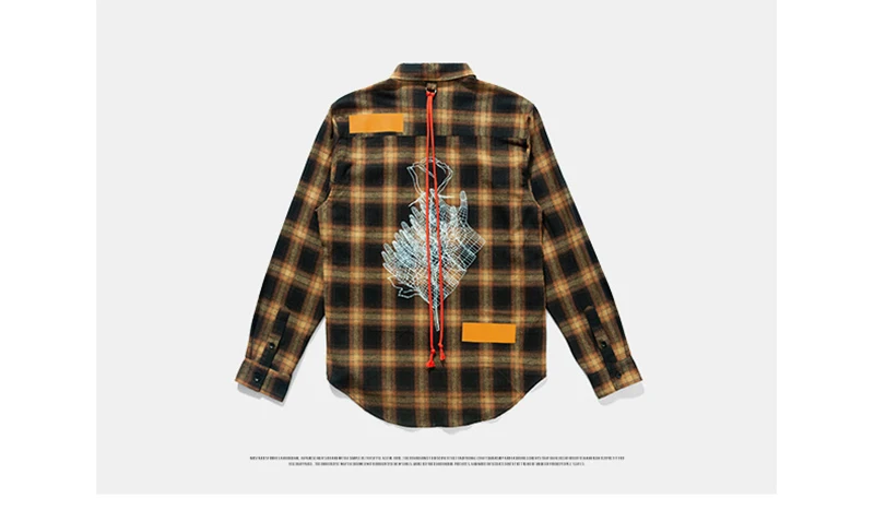  Checkered Korean Fashion Shirt Desinger Long Hip Hop  (21)