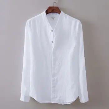 

2019 Vintage Hot Summer Men Chinese Linen Retro Half Sleeve Cotton Breathable Cool Top Shirt V Neck Slim Fit Oversize