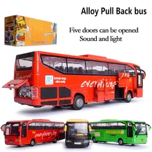 New 1 Pcs alloy model bus metal diecasts toy vehicles pull back flashing musical high simulation