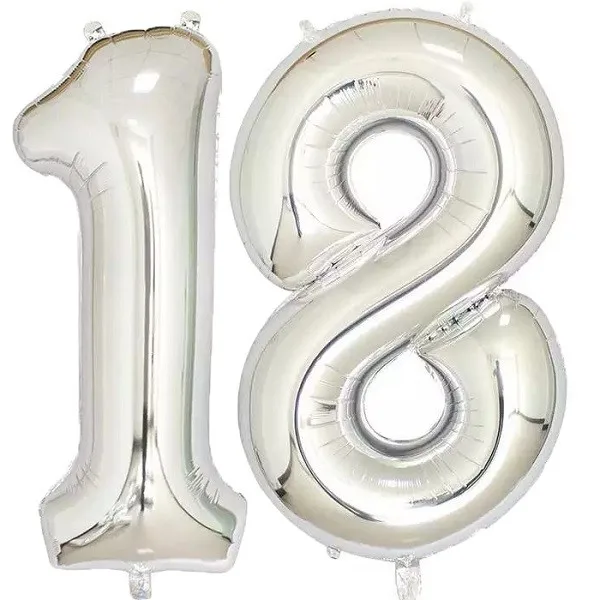 2pcs/set 18 years old Number Foil Balloons Digit Ballons Birthday Party ...