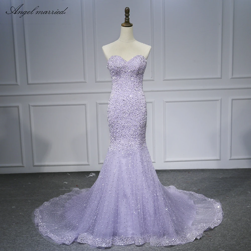 lavender mermaid wedding dress