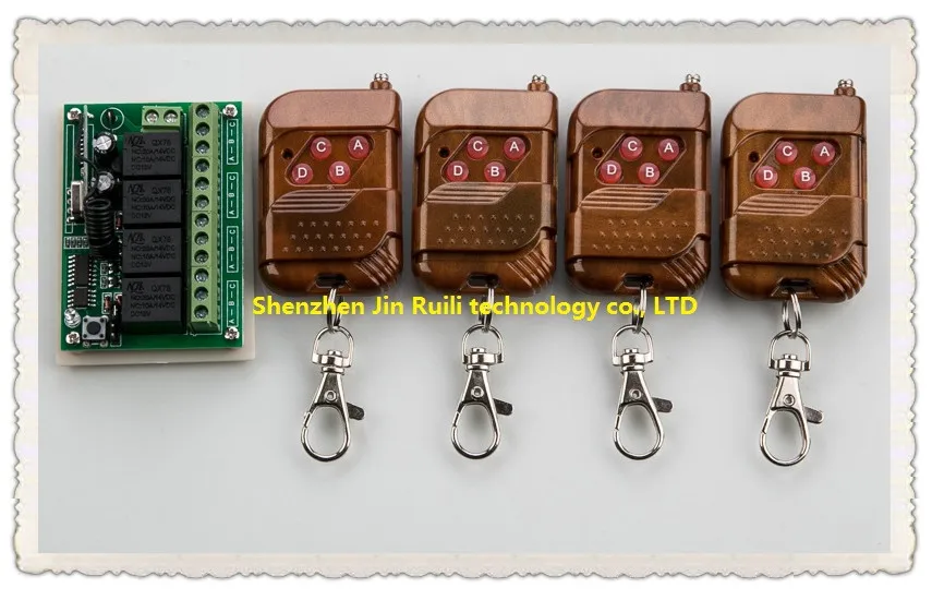 

NEW DC12V 10A 4CH Radio Controller RF Wireless Relay Remote Control Switch 315 MHZ 433 MHZ teleswitch 4 Transmitter +1 Receiver